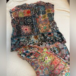 2 piece set Johnny Was Colorful Patchwork matching top and pants